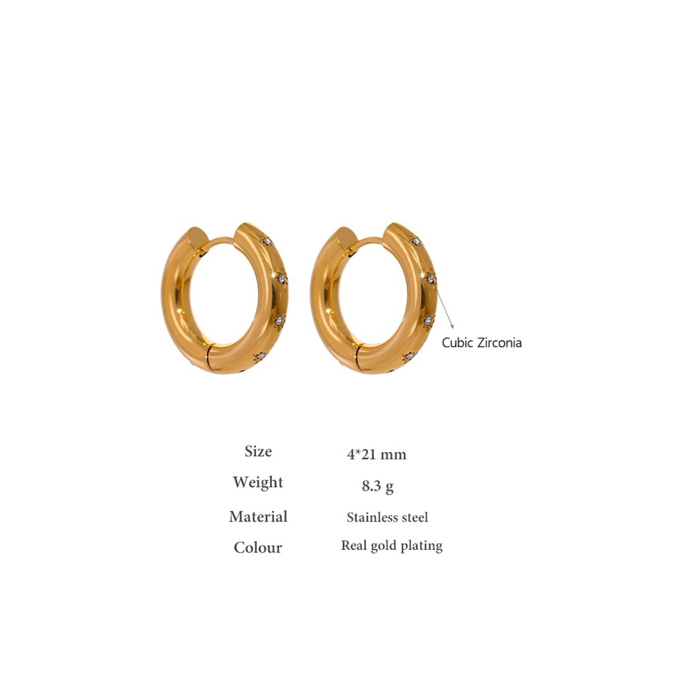 Star CZ Hoop Earrings