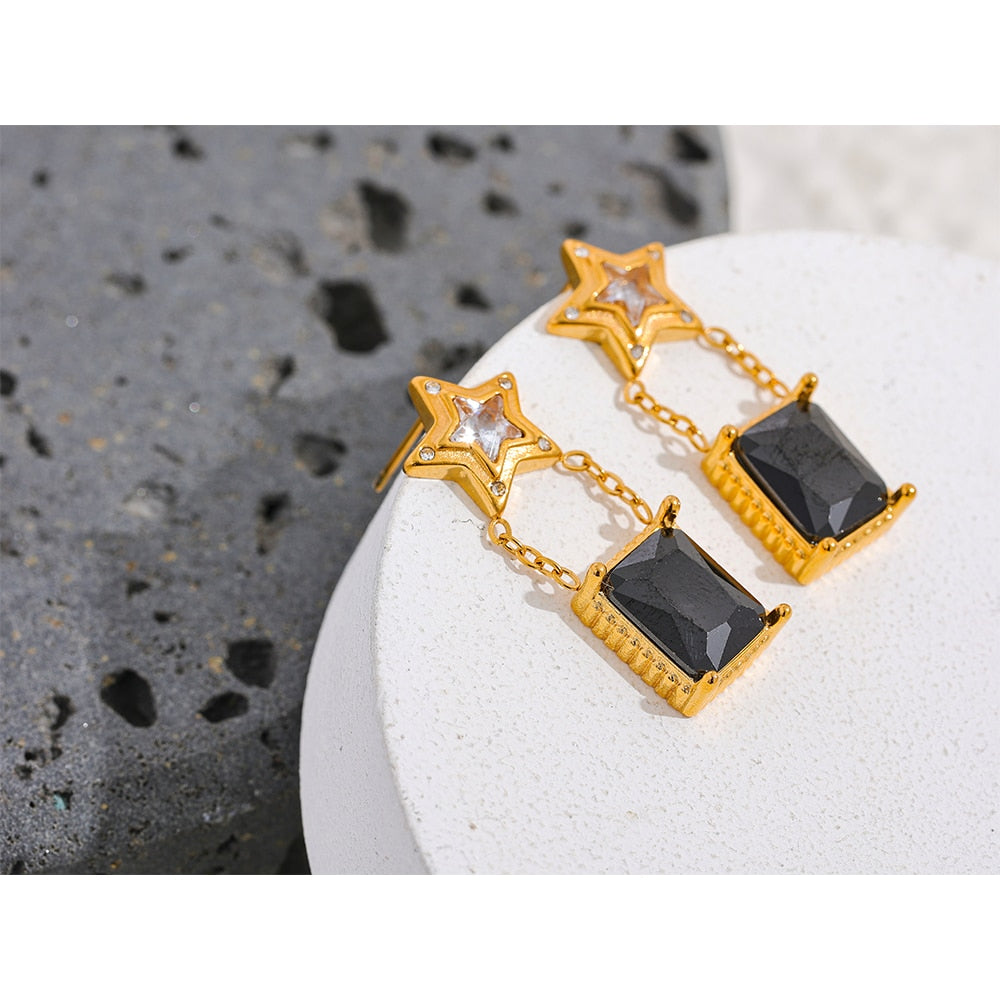 Square Black Earrings