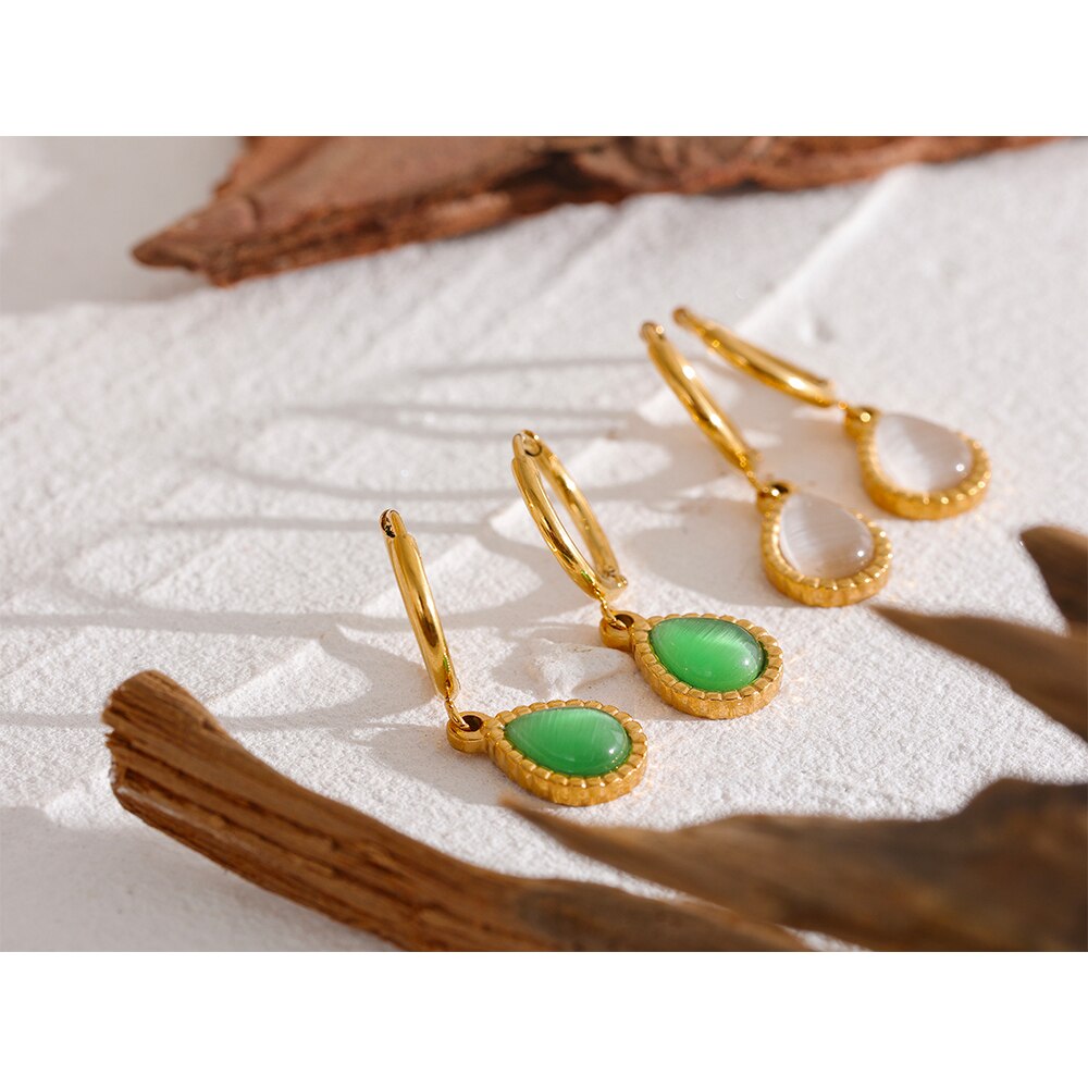 White Green Earrings