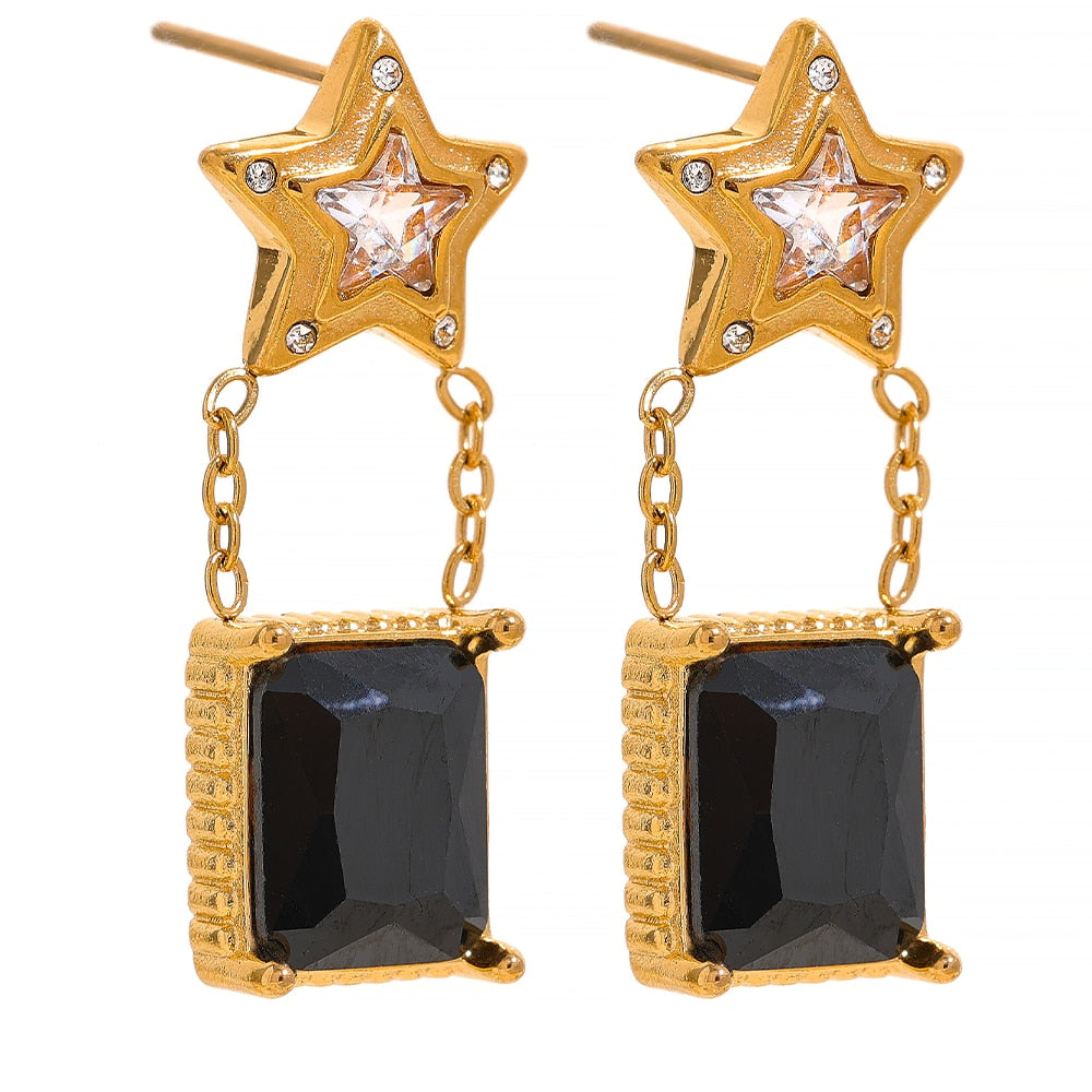 Square Black Earrings