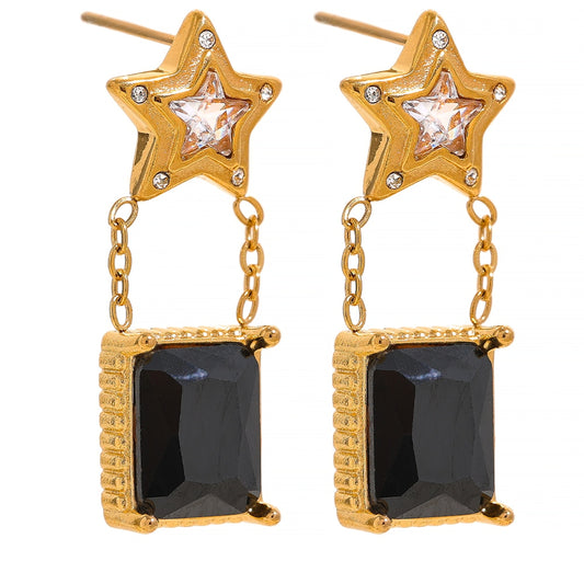 Square Black Earrings